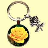 Bassin and Brown Yellow Rose Keyring