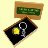 Bassin and Brown Yellow Rose Keyring