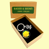 Bassin and Brown Yellow Rose Keyring