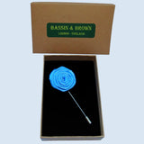 Bassin And Brown Rose Blue Jacket Lapel Pin - 4cm Diameter