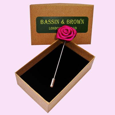 Bassin And Brown Cerise Rose Jacket Lapel Pin