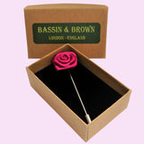 Bassin And Brown Cerise Rose Jacket Lapel Pin
