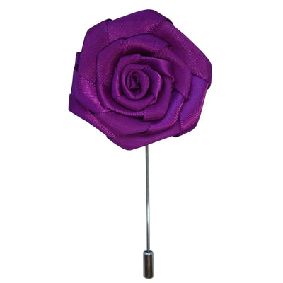 Bassin and Brown Rose Purple Jacket Lapel Pin - 4cm Diameter