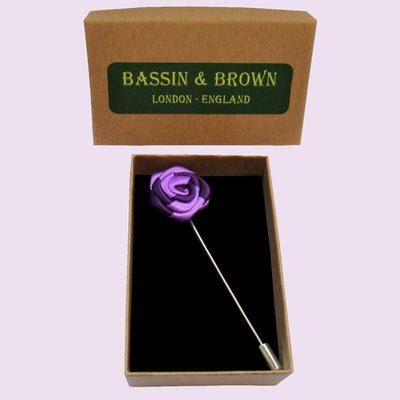 Bassin and Brown Two Colour Rose Jacket Lapel Pin - Purple and Lilac