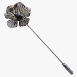 Bassin and Brown Rose Flower Metal Lapel Pin - Silver