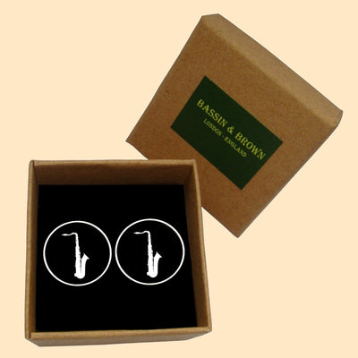 Bassin And Brown Saxophone Cufflinks - Black And White