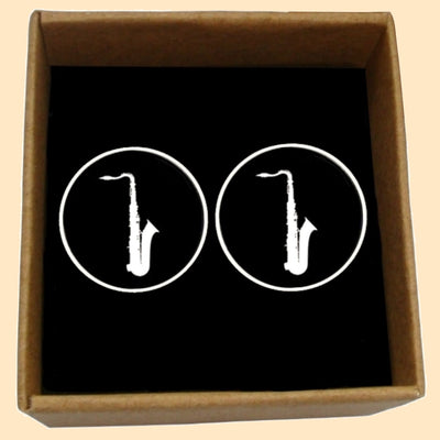 Bassin And Brown Saxophone Cufflinks - Black And White