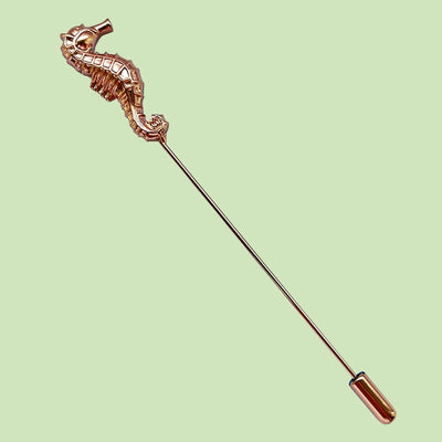 Bassin And Brown Seahorse Jacket Lapel Pin - Rose Gold