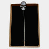 Bassin and Brown Skull Jacket Lapel Pin - Gunmetal Black
