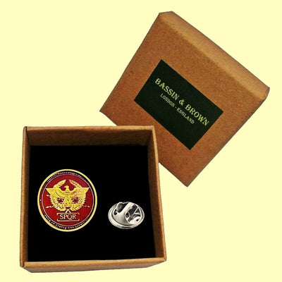 Bassin and Brown  SPQR - The Senate and People of Rome Lapel Pin - Wine and Gold