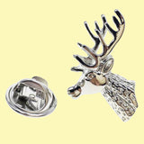 Bassin and Brown Stag Jacket Lapel Pin - Silver