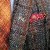Bassin and Brown Stag Jacket Lapel Pin - Silver