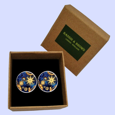 Bassin And Brown Star Flash Cufflinks - Blue and Beige