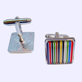 Bassin and Brown Multi Coloured Striped Enamel Cufflinks