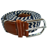 Bassin and Brown Stripe Elasticated Woven Buckle Belt - Navy and White