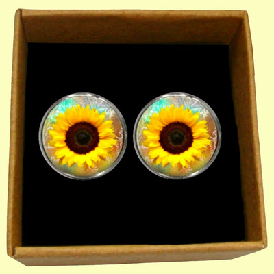 Bassin and Brown Sunflower Cufflinks - Yellow and Brown