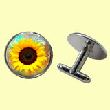 Bassin and Brown Sunflower Cufflinks - Yellow and Brown