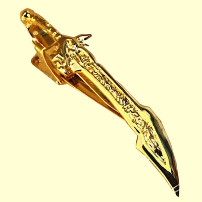 Bassin and Brown Sabre Sword Metal Bar Tie  Clip - Gold