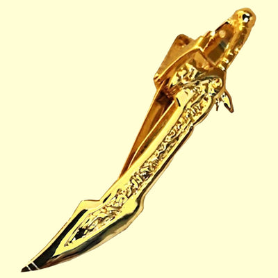 Bassin and Brown Sabre Sword Metal Bar Tie  Clip - Gold
