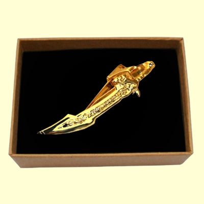 Bassin and Brown Sabre Sword Metal Bar Tie  Clip - Gold
