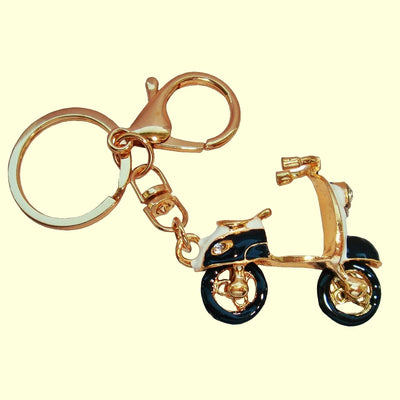 Bassin and Brown Scooter Keyring - Black, White and Gold