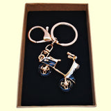 Bassin and Brown Scooter Keyring - Black, White and Gold