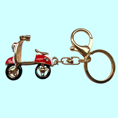 Bassin and Brown Scooter Keyring - Red, White and Gold