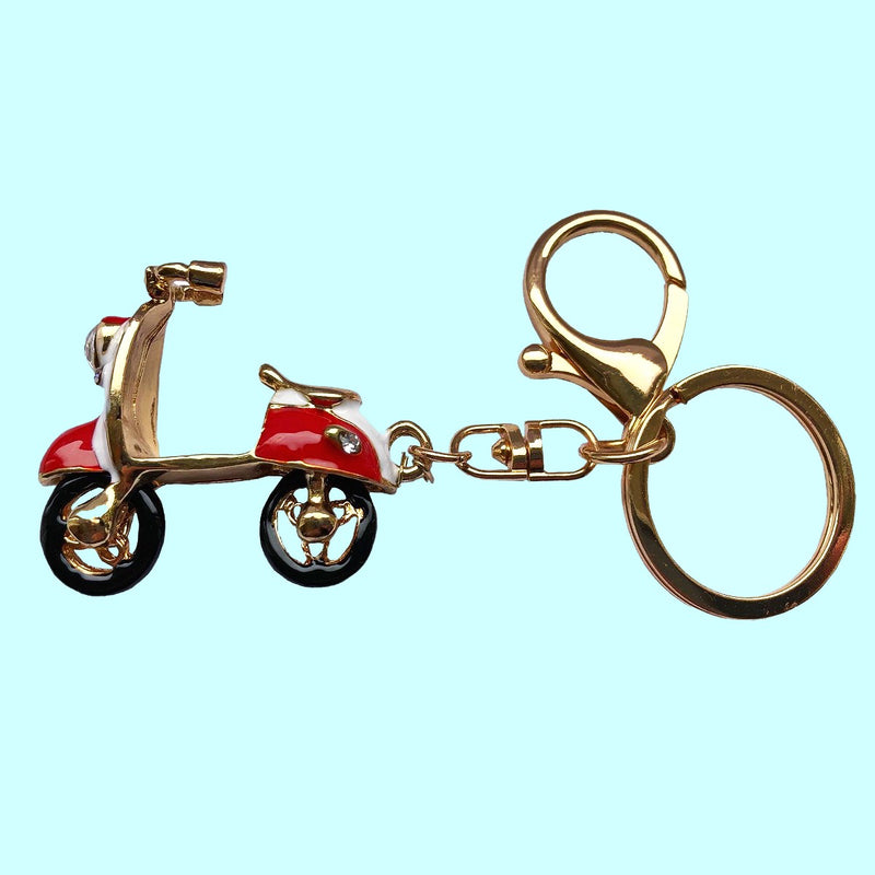 Bassin and Brown Scooter Keyring - Red, White and Gold