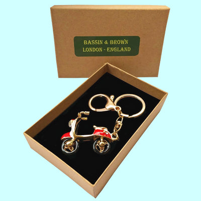 Bassin and Brown Scooter Keyring - Red, White and Gold
