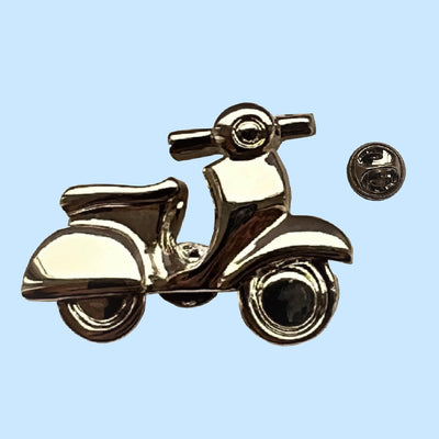 Bassin and Brown Scooter Jacket Lapel Pin - Silver