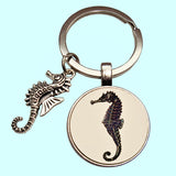 Bassin and Brown Seahorse Keyring - White and Black