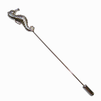 Bassin and Brown Seahorse Jacket Lapel Pin - Silver