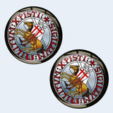 Bassin and Brown Sigillum Militum Knights Templar Cufflinks - Blue, Red, Brown and White