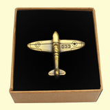 Bassin and Brown Spitfire Airplane Lapel Pin - Antique Bronze