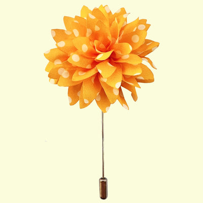 Bassin And Brown Spotted Flower Jacket Lapel Pin - Yellow and White