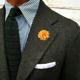 Bassin And Brown Spotted Flower Jacket Lapel Pin - Yellow and White