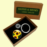Bassin and Brown Sunflower Keyring - Yellow, Green and Brown