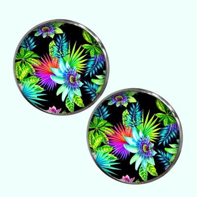 Bassin and Brown Tropical Plants Cufflinks - Black, Green and Blue