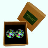 Bassin and Brown - Tropical Plants Cufflinks - Black, Green and Blue