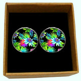 Bassin and Brown - Tropical Plants Cufflinks - Black, Green and Blue