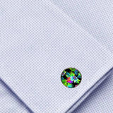 Bassin and Brown - Tropical Plants Cufflinks - Black, Green and Blue