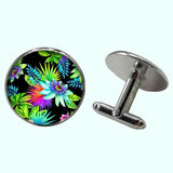 Bassin and Brown - Tropical Plants Cufflinks - Black, Green and Blue