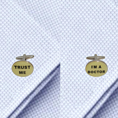 Bassin and Brown Trust Me I'm A Doctor Cufflinks - White,Black and Silver