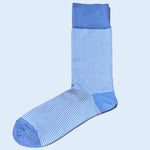 Bassin And Brown Thin Stripe Cotton Socks - Light Blue and White