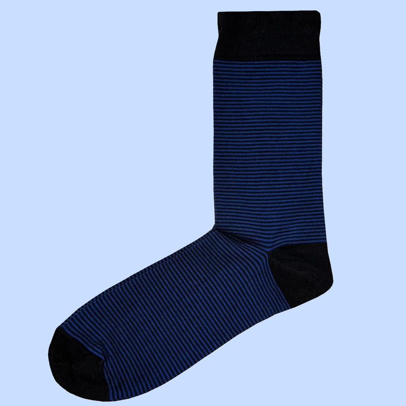 Bassin And Brown Thin Stripe Cotton Socks -Black and Blue