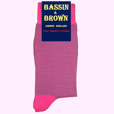 Bassin And Brown Narrow Stripe Cotton Socks - Pink and Blue