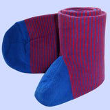 Bassin And Brown Narrow Stripe Cotton Socks - Royal Blue and Red