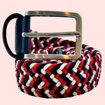 Bassin And Brown Calstock Triple Stripe Woven Elasticated Belt - Red, White and Black