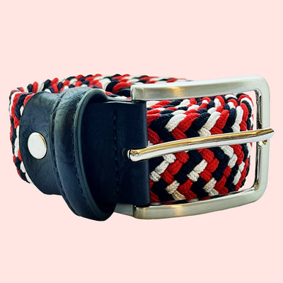Bassin And Brown Calstock Triple Stripe Woven Elasticated Belt - Red, White and Black