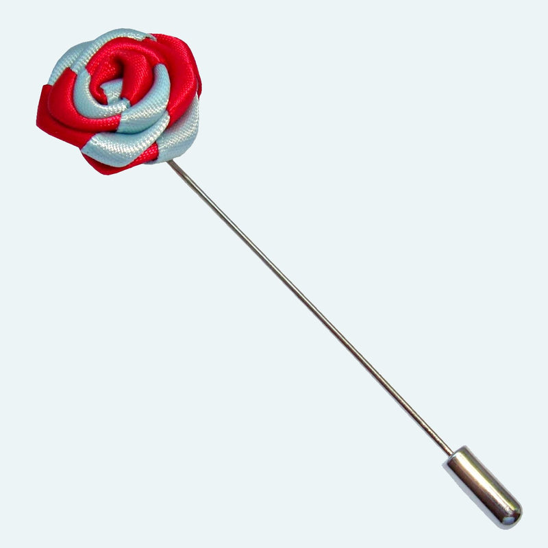 Bassin and Brown Two Colour Rose Jacket Lapel Pin - Red and Blue